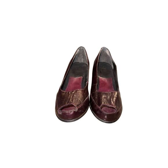 A2 Aerosoles Big Ben Peep Toe Pump Heels Maroon Faux Leather Size 9 - Picture 4 of 12